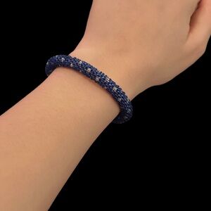 Blue Beaded Roll-On Bracelet
